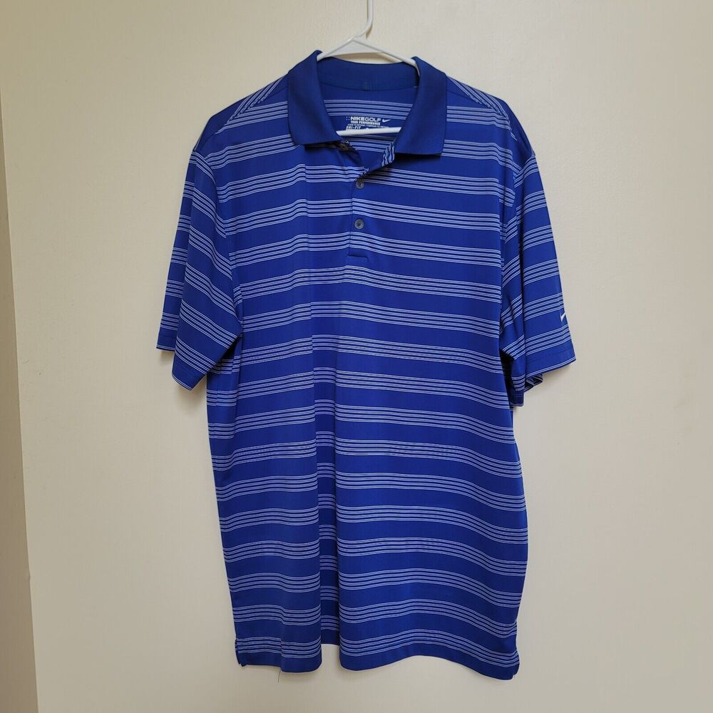 Nike Golf Tour Performance Dri-Fit Blue/White Short Sleeve Polo Shirt Men’s XL